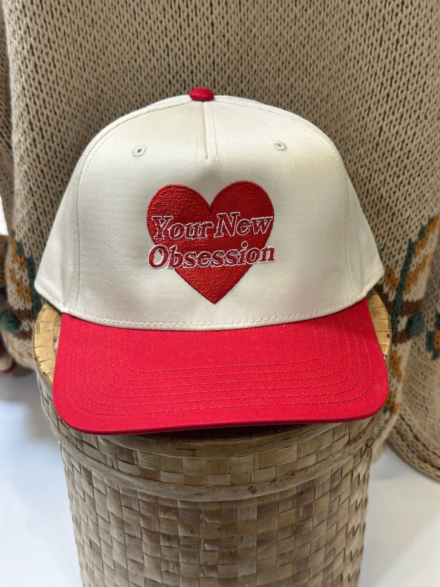 Your New Obsession Hat - Natural/Red