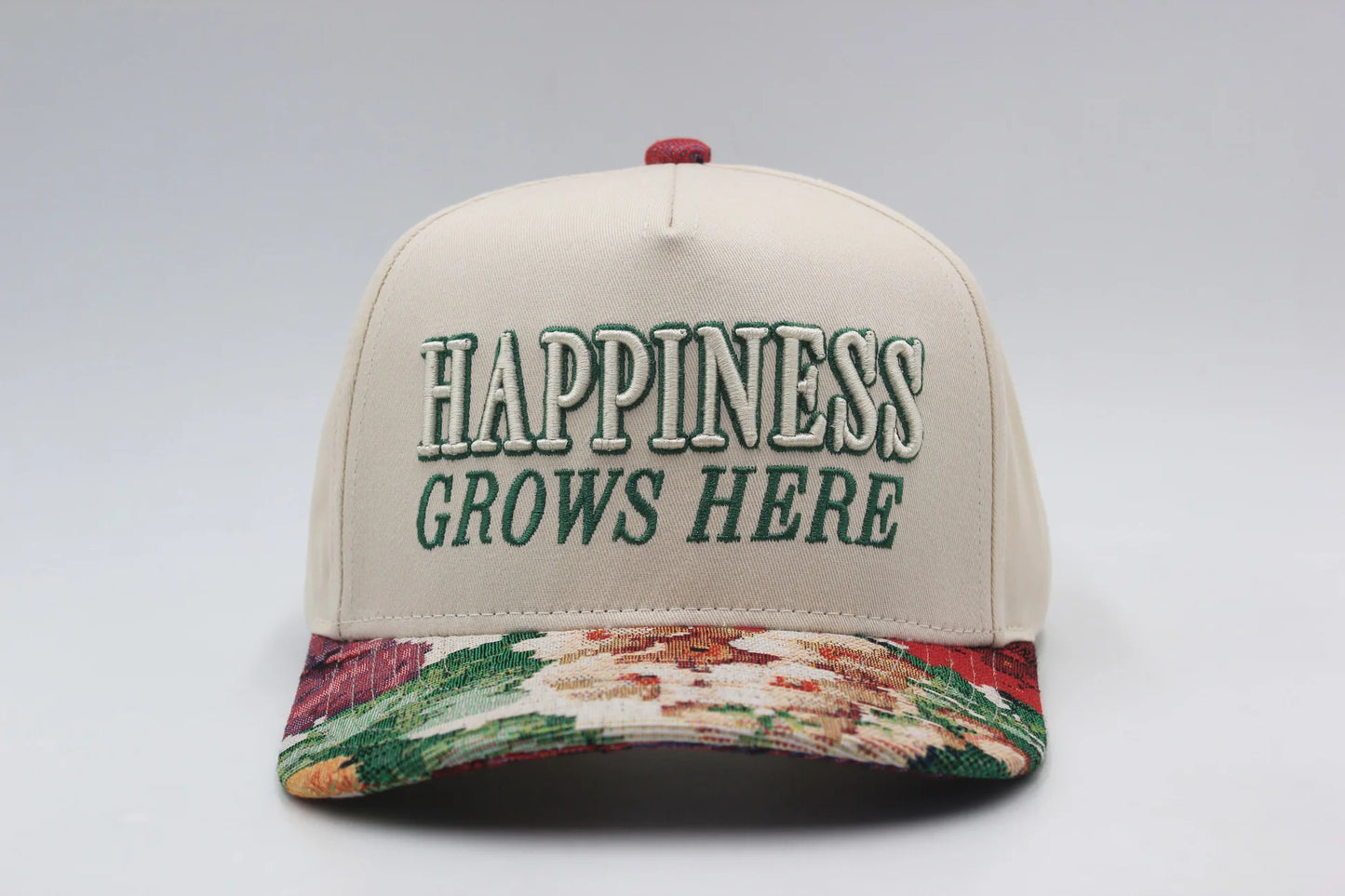 Happiness Grows Here Hat - Natural/Floral