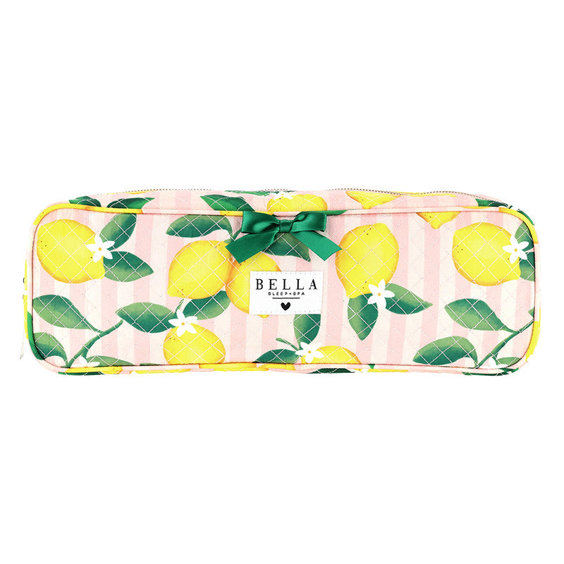 Quilted Hair Tool Bag - Pink Stripes + Lemons