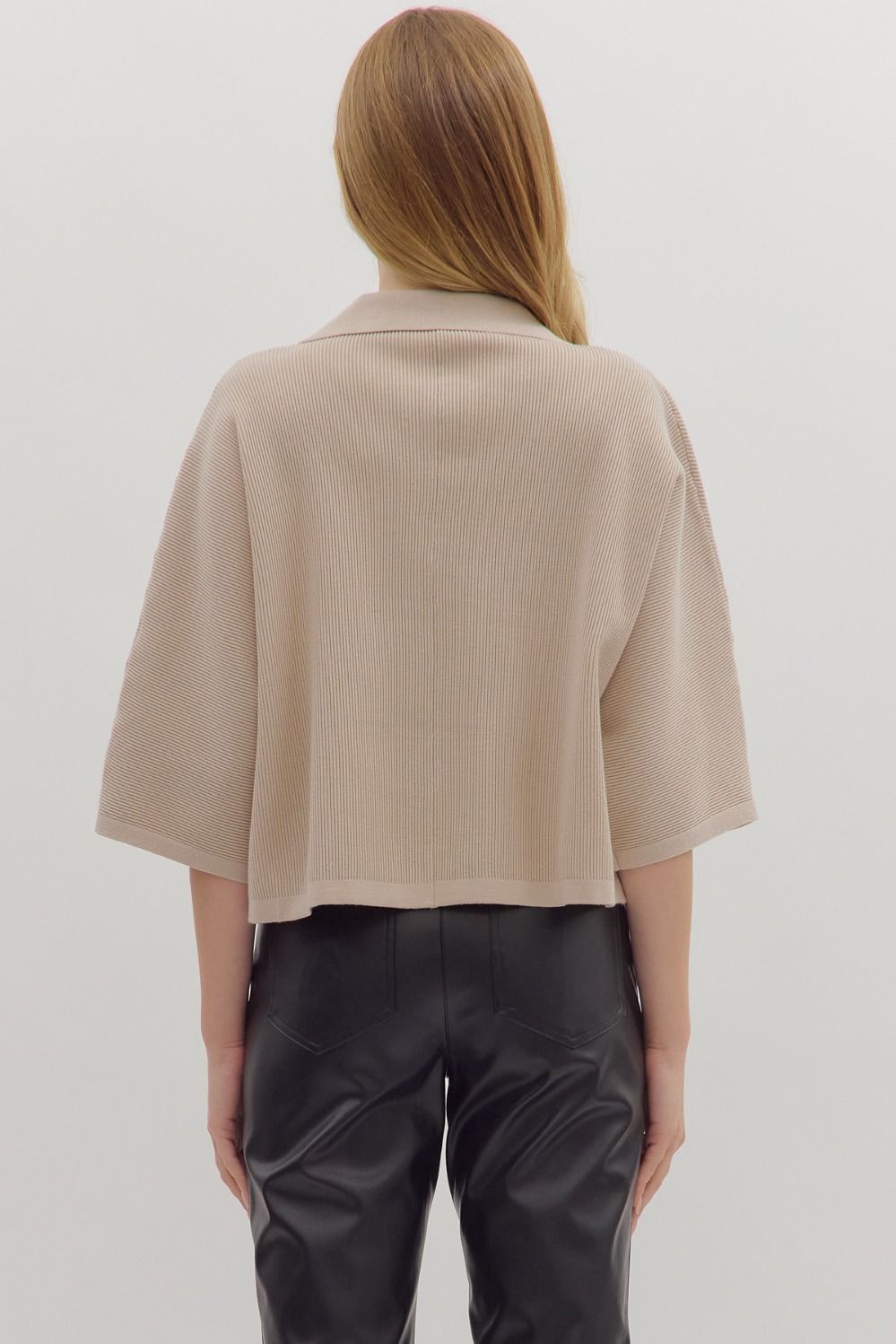 Short Sleeve Knit Top - Stone