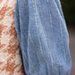 Denim Sleeve Houndstooth Tweed Top - Brown