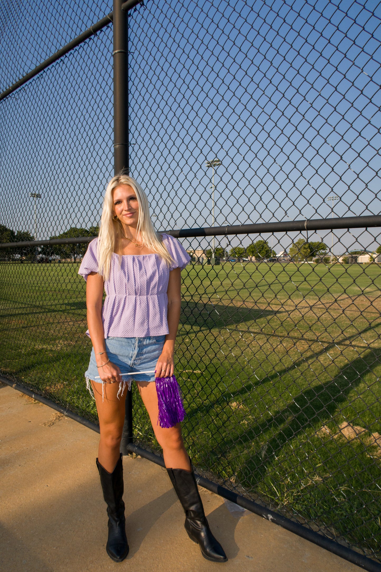 A Win's a Win Puff Sleeve Blouse - Lavender