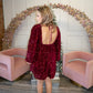 Front Tie Sequin Velvet Dress - Wine