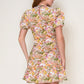 Short Sleeve Belted Jacquard Mini Dress-Multi