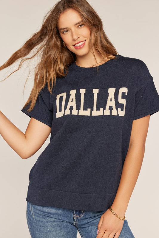 Dallas Short Sleeve Sweater - Navy