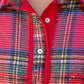Collared Button Down Plaid Sequin Dress - Red