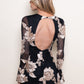 Bell Sleeve Mini Dress With Back Cut Out - Black/Taupe