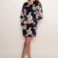 Bell Sleeve Mini Dress With Back Cut Out - Black/Taupe