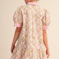 Floral Collared Drop Waist Dress - Pink