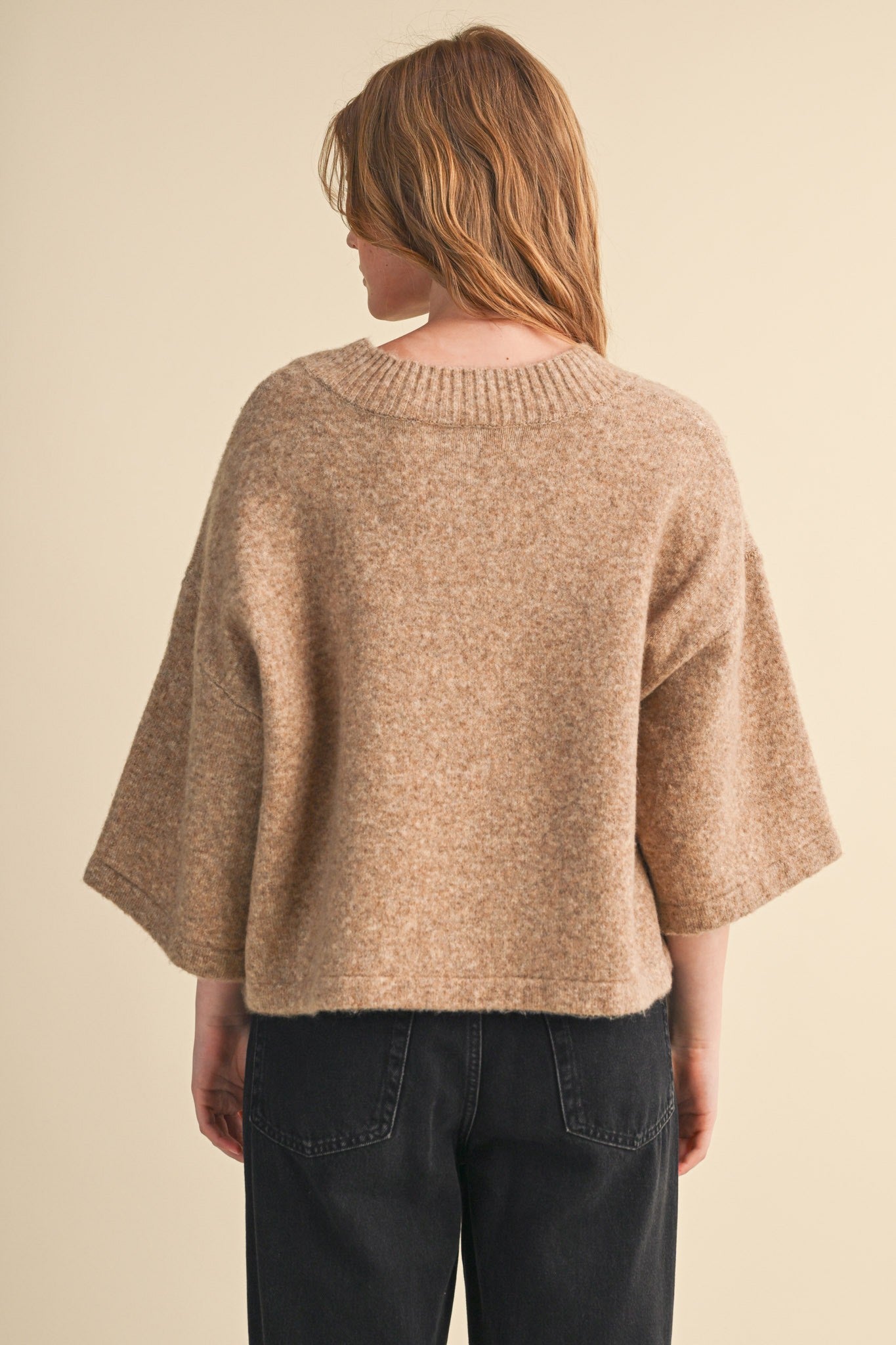 Elbow Length Sweater/Cardigan - Mocha Brown