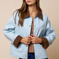 Color Block Jacket - Light Blue/Brown