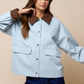 Color Block Jacket - Light Blue/Brown