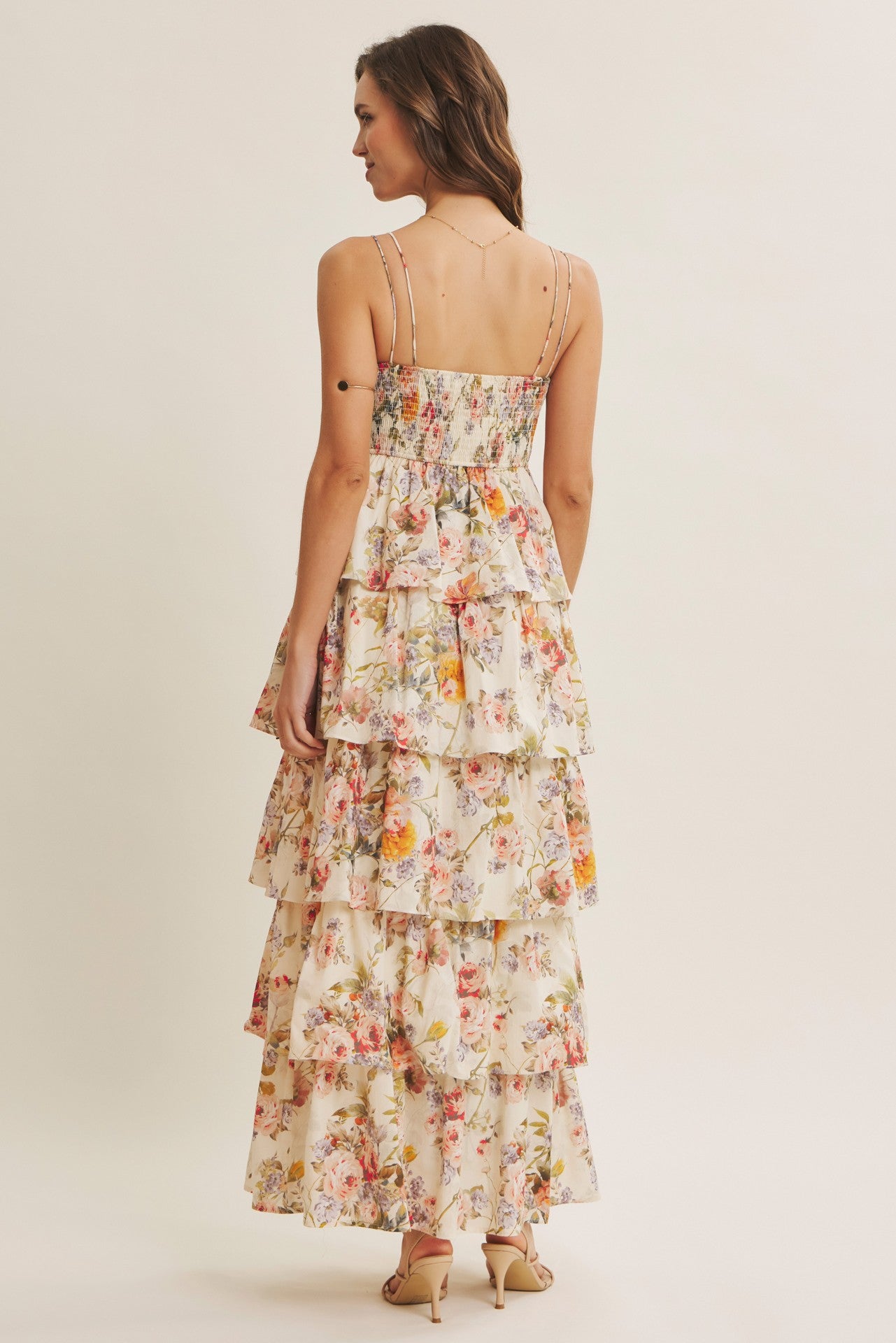 Floral Tiered Maxi Dress - Buttercream