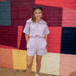 Now Boarding Collared Romper - Lavender