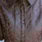 Leopard Print Leather Pleated Peplum Top - Brown