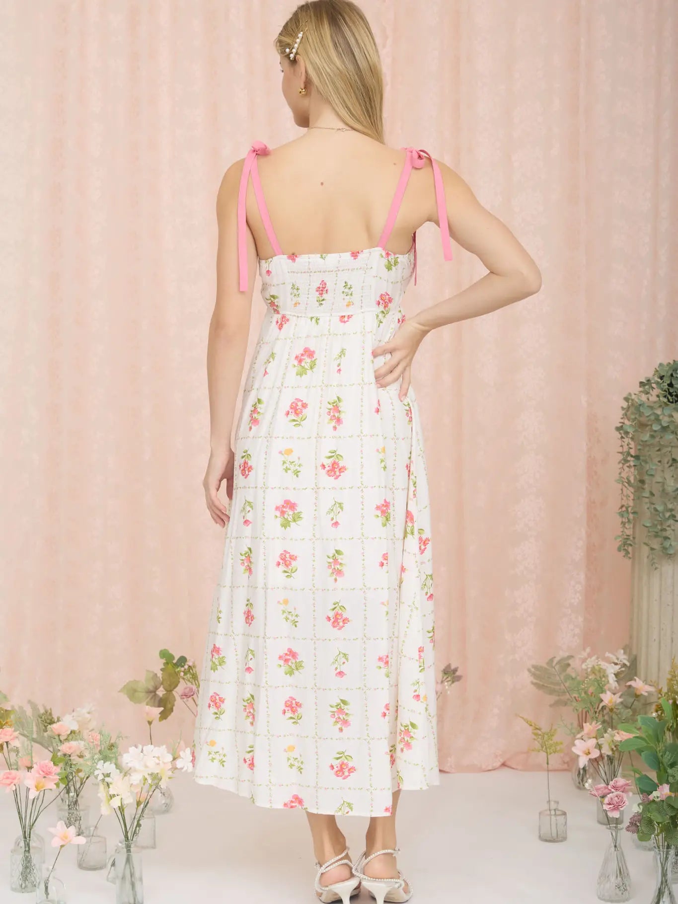 Floral Midi Dress - Pink/Yellow