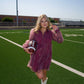 Touchdown Gingham Babydoll Dress - Burgundy