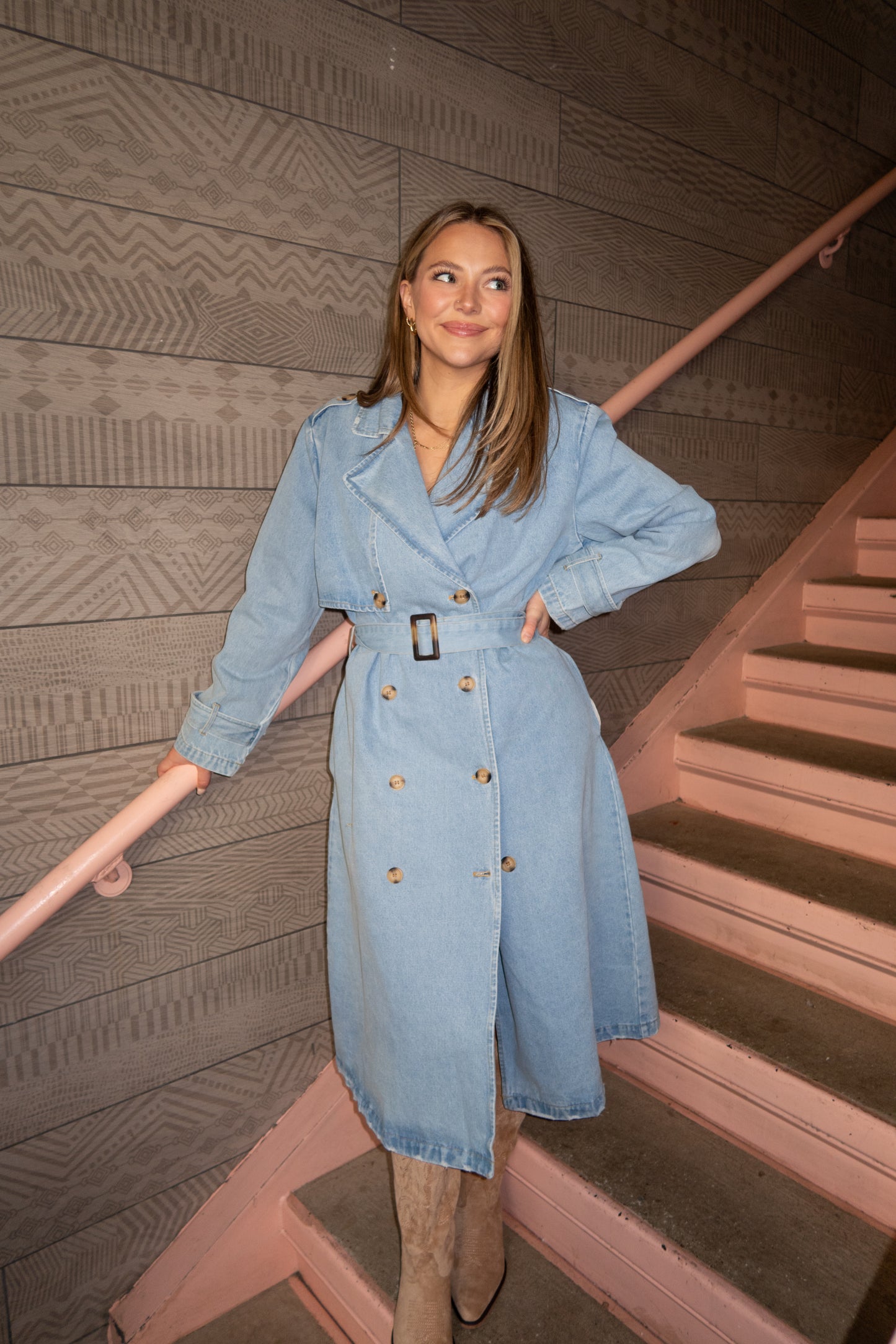 Denim Trench Coat - Denim