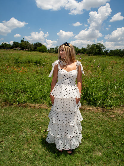 Monte Carlo Polka Dot Midi Dress - White/Black