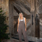 Dirty Chai Contrast Stitch Cargo Overalls - Dark Mocha