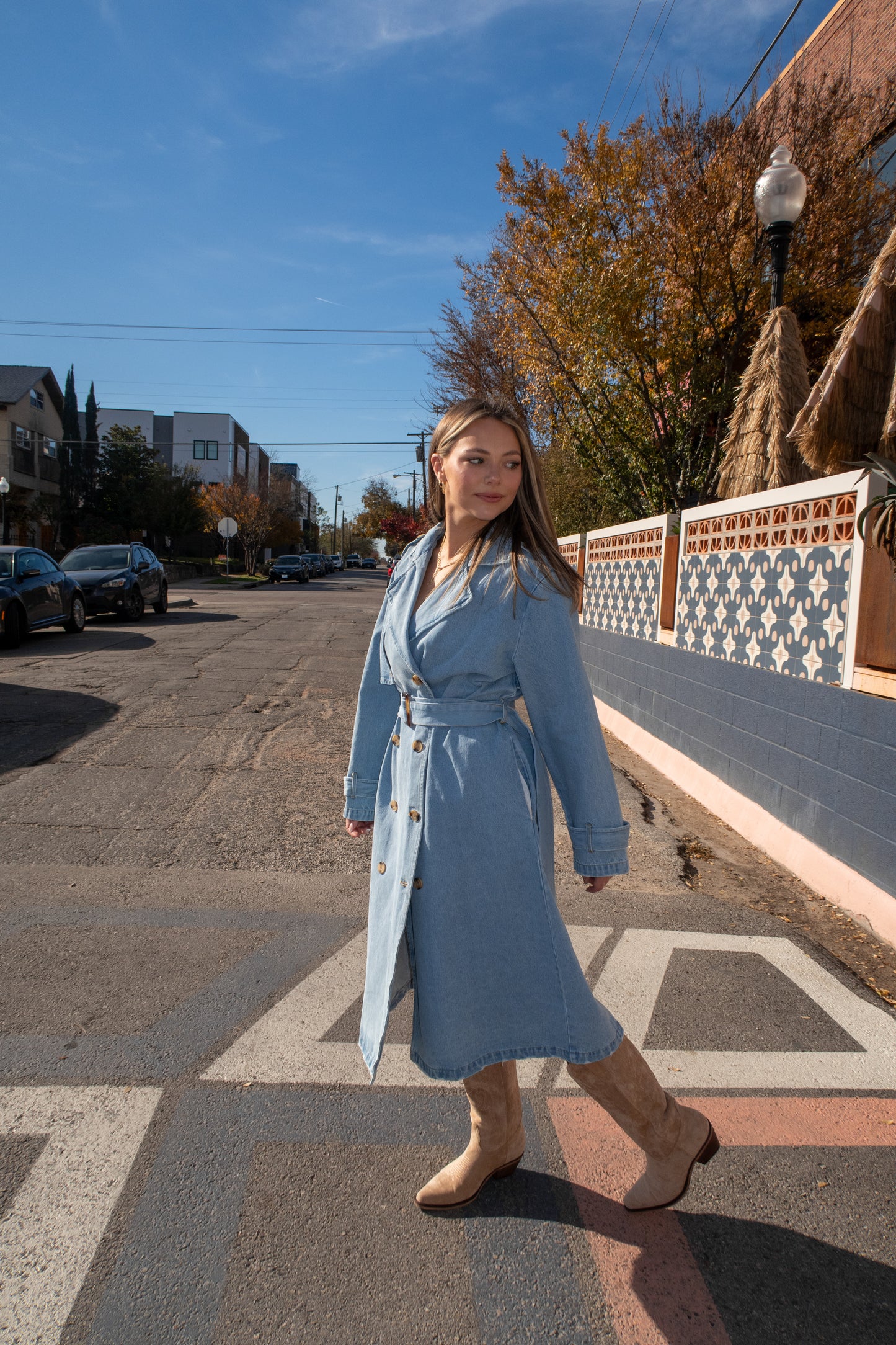 Denim Trench Coat - Denim