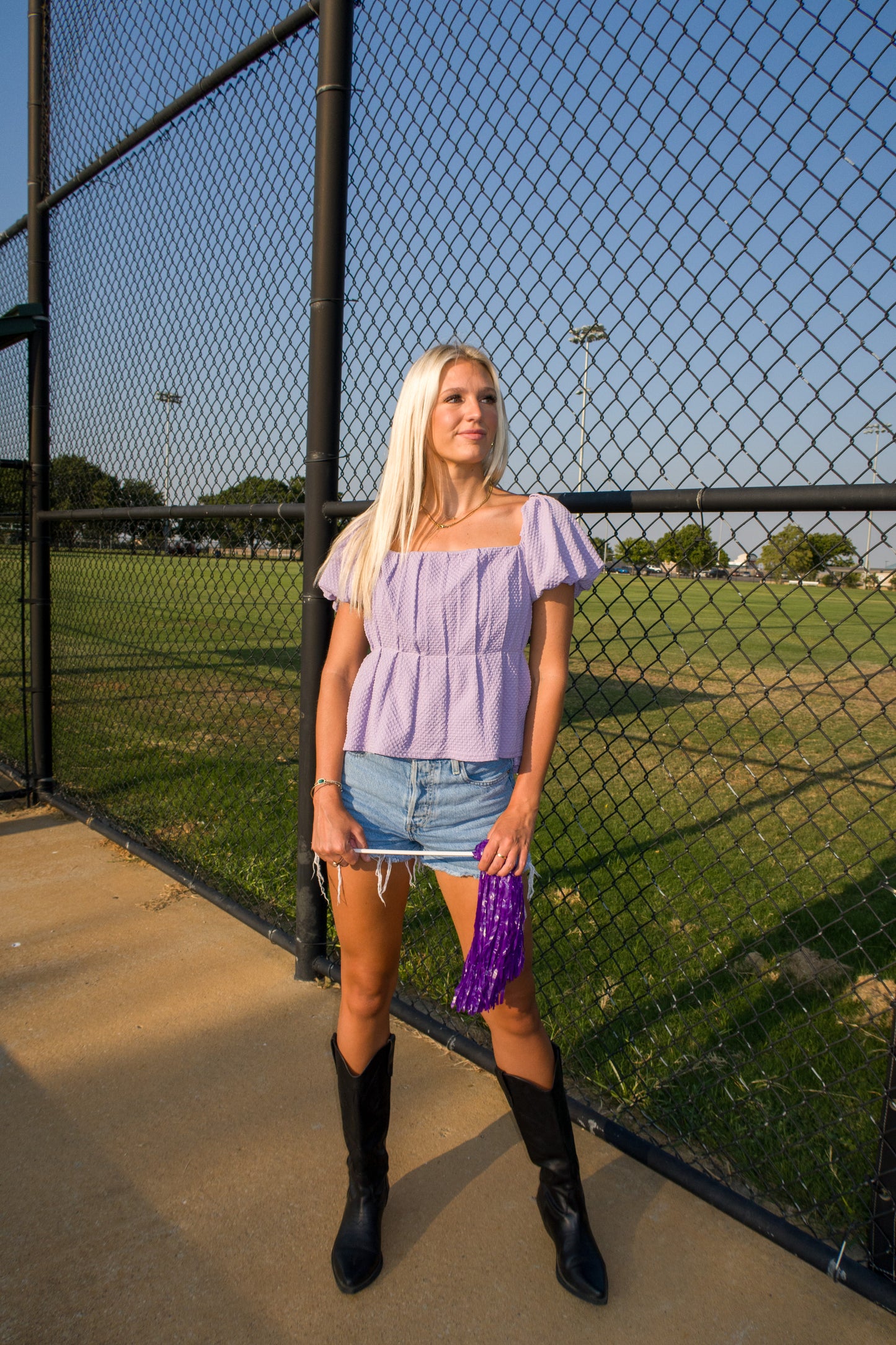 A Win's a Win Puff Sleeve Blouse - Lavender