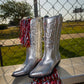 Mirrorball Western Boots - Silver