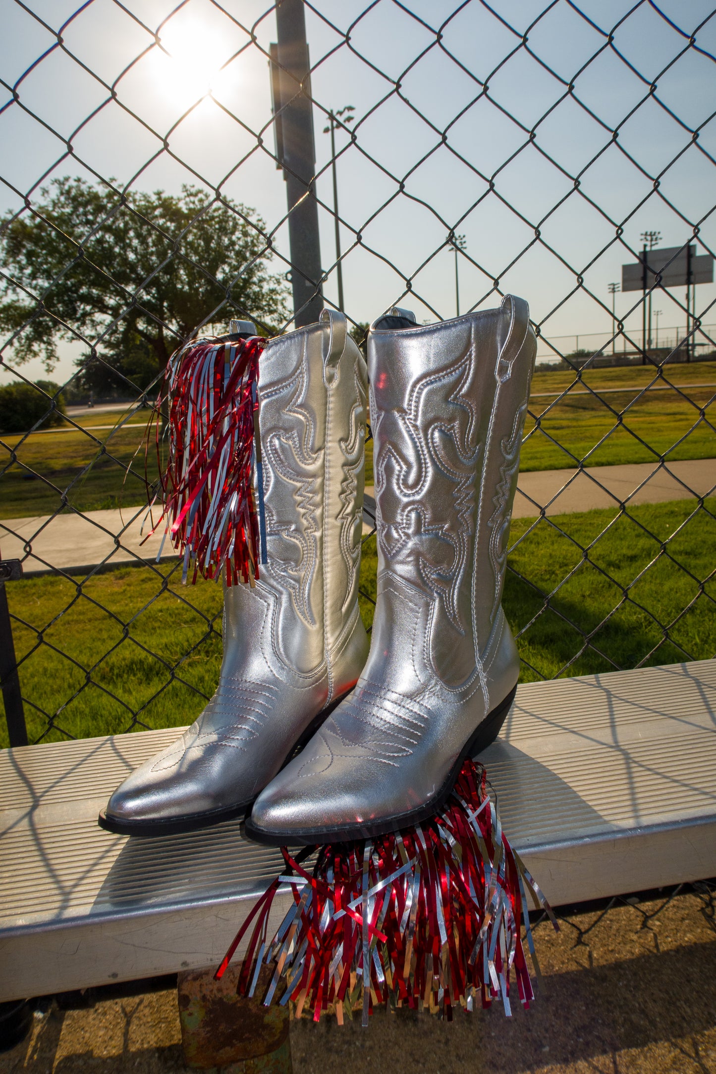 Mirrorball Western Boots - Silver