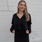 Button Down Jacket + Skirt Set - Black