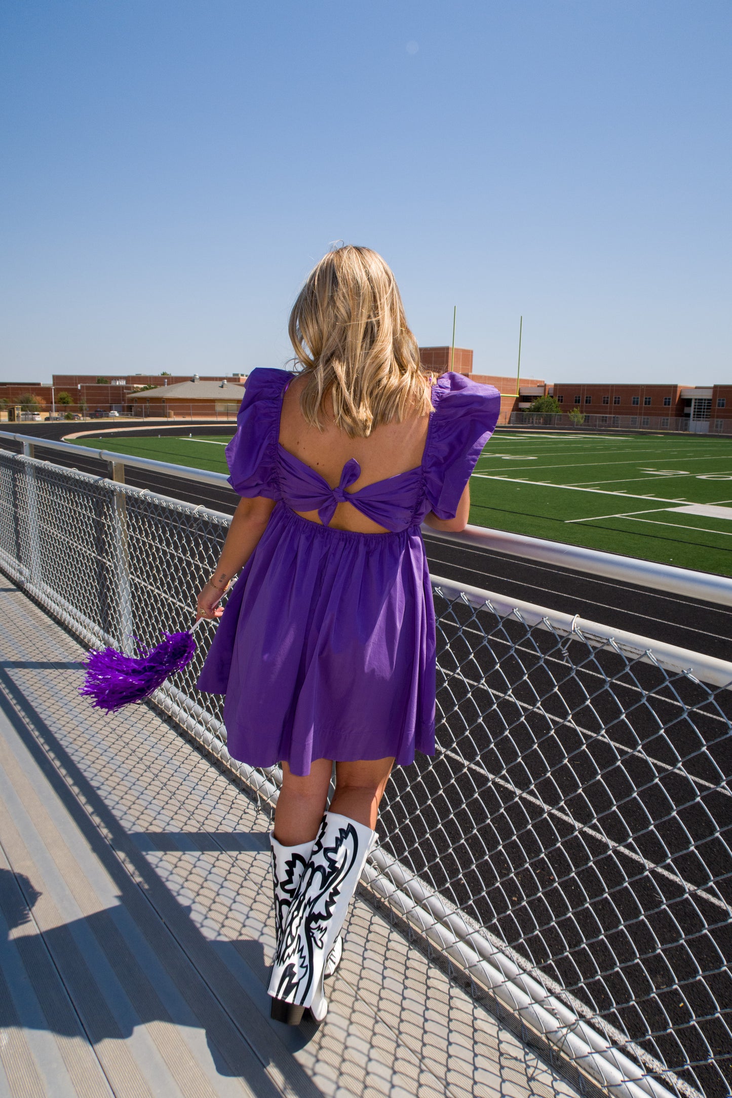 Die-Hard Fan Ruffle Mini Dress - Purple