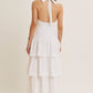 Halter Tiered Ruffle Maxi Dress -White