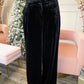 Wide Leg Velvet Pants - Black