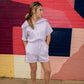 Now Boarding Collared Romper - Lavender