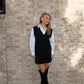 Long Sleeve Sweater Dress - Black/White