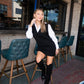 Long Sleeve Sweater Dress - Black/White