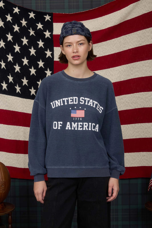 USA 1776 Ribbed Sweatshirt - Navy