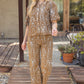 Floral Jacquard Pants - Brown