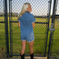 Game Time Distressed Denim Romper - Denim Blue