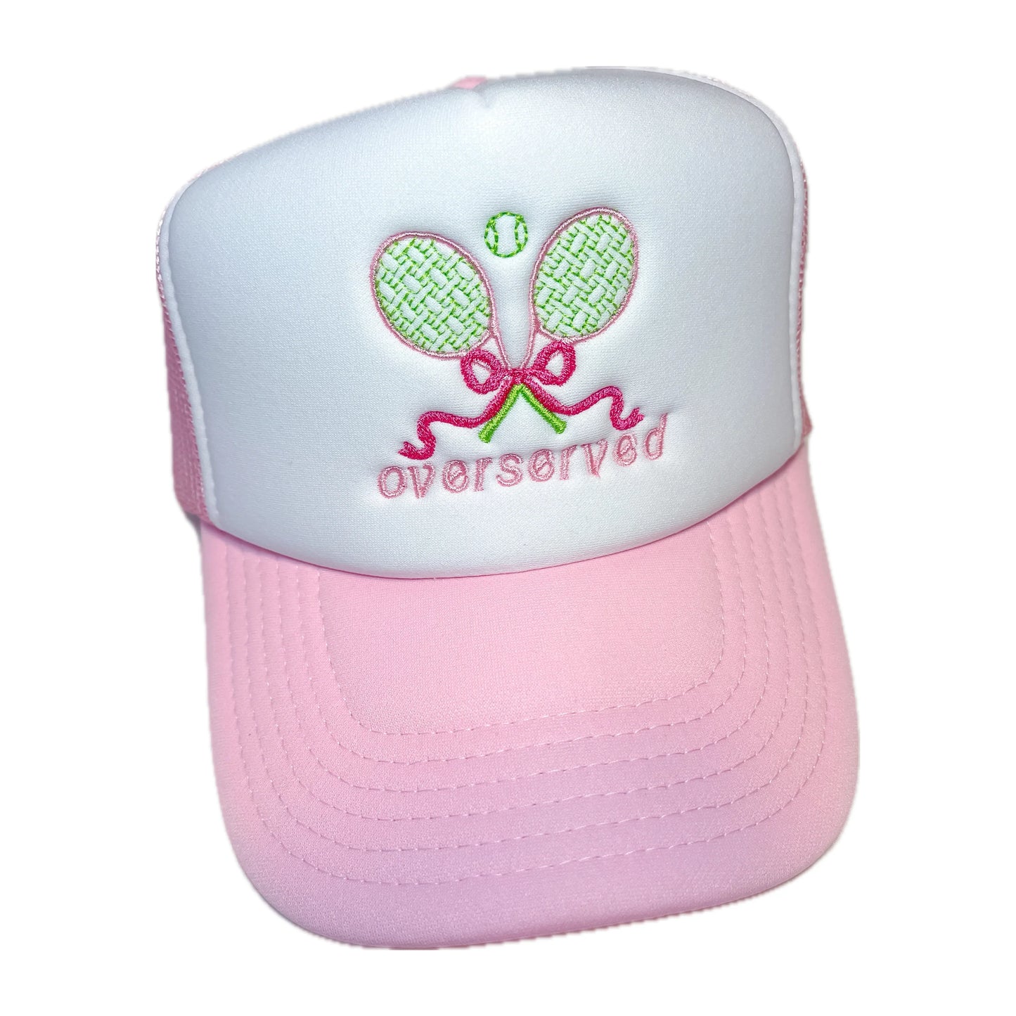 Overserved Tennis Trucker Hat - Light Pink/White