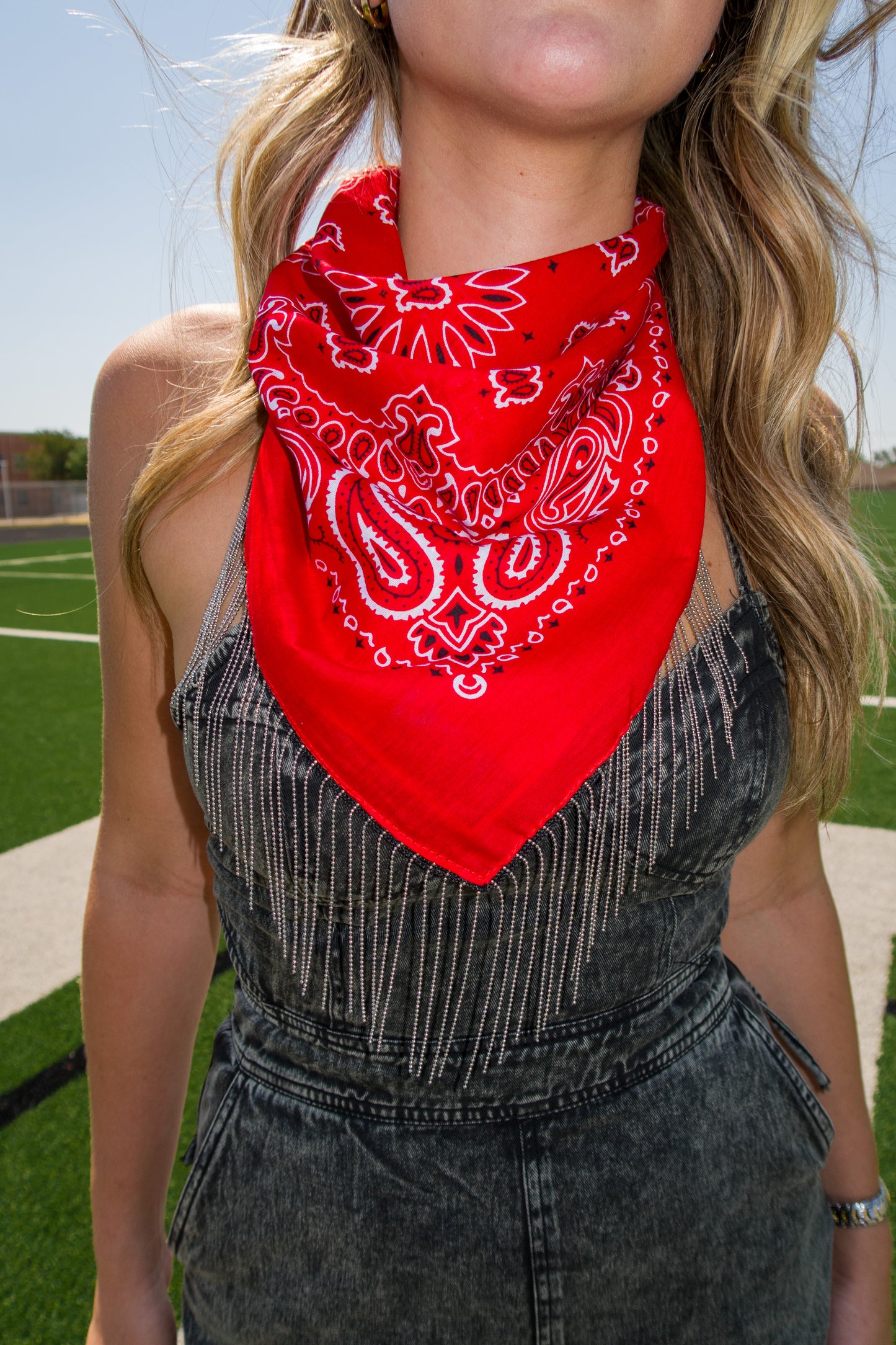 Go! Fight! Win! Chain Fringe Bandana - Red