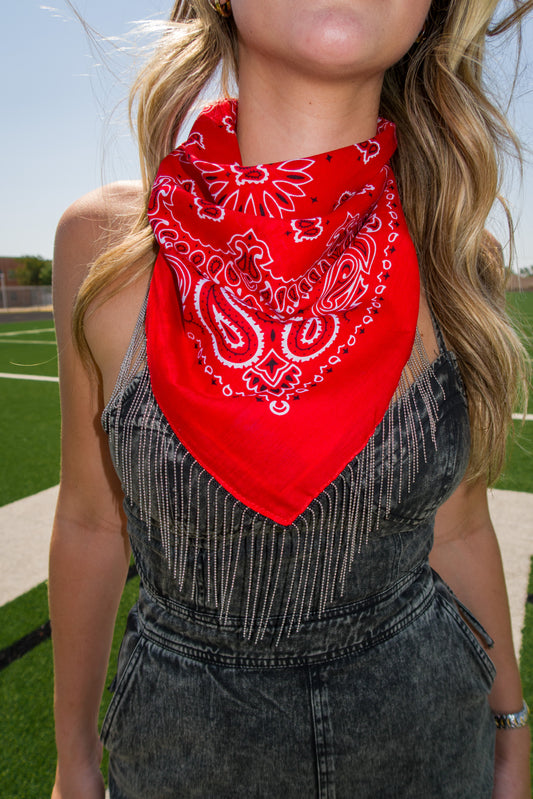 Go! Fight! Win! Chain Fringe Bandana - Red