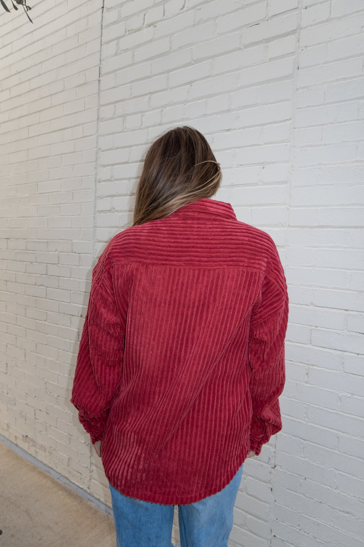 Oversized Wide Corduroy Shirt - Brick