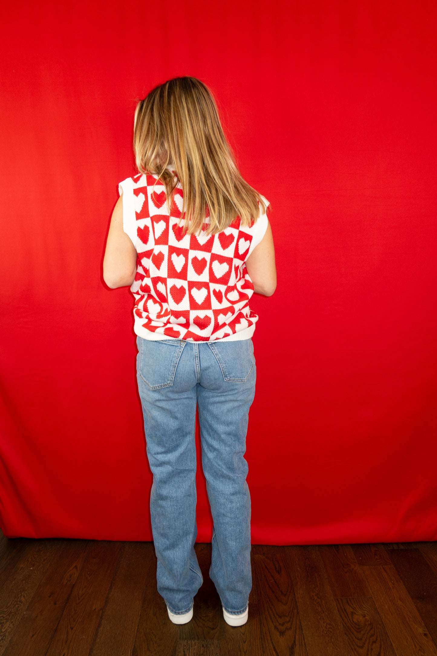 Crushin' on You Heart Sweater Vest - Red/White