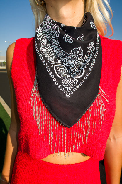 Go! Fight! Win! Chain Fringe Bandana - Black