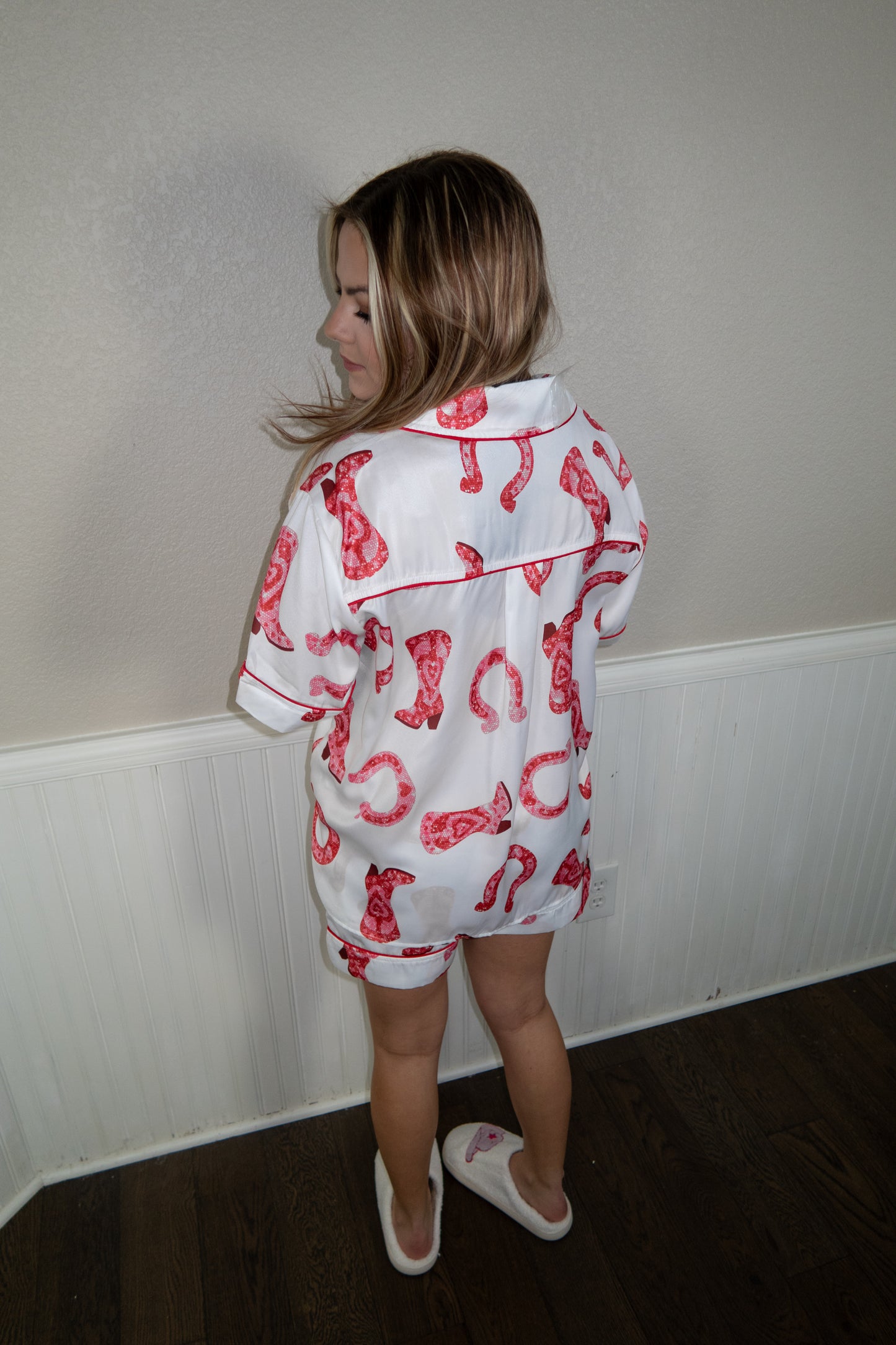 Pink Cowgirl Pajama Set - White