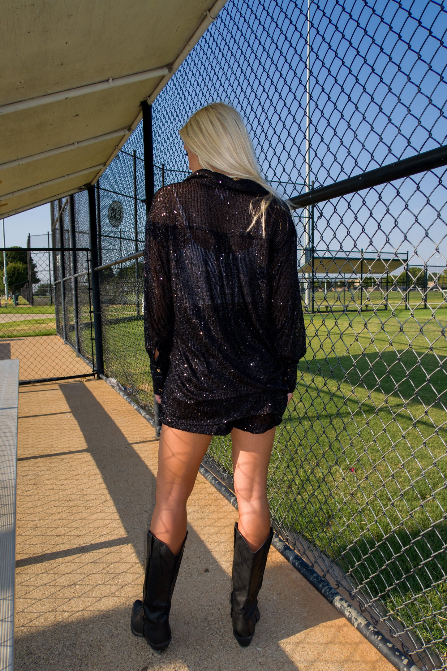 Blitz Sequin Shirt - Black