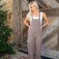 Dirty Chai Contrast Stitch Cargo Overalls - Dark Mocha