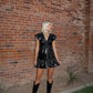 Midnights Ruffle Leather Mini Dress - Black