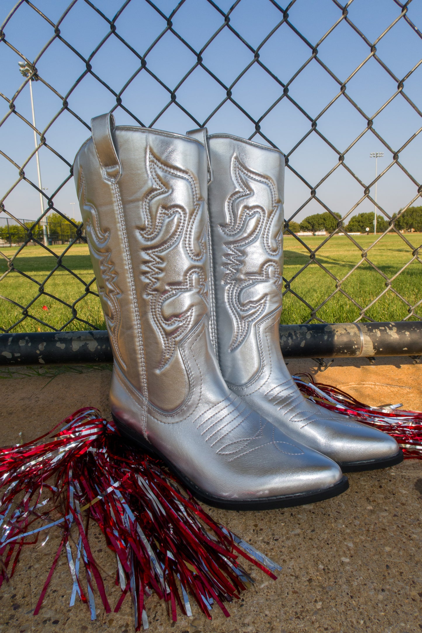 Mirrorball Western Boots - Silver