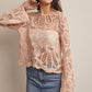 Boho Contrast Crochet Top - Blush